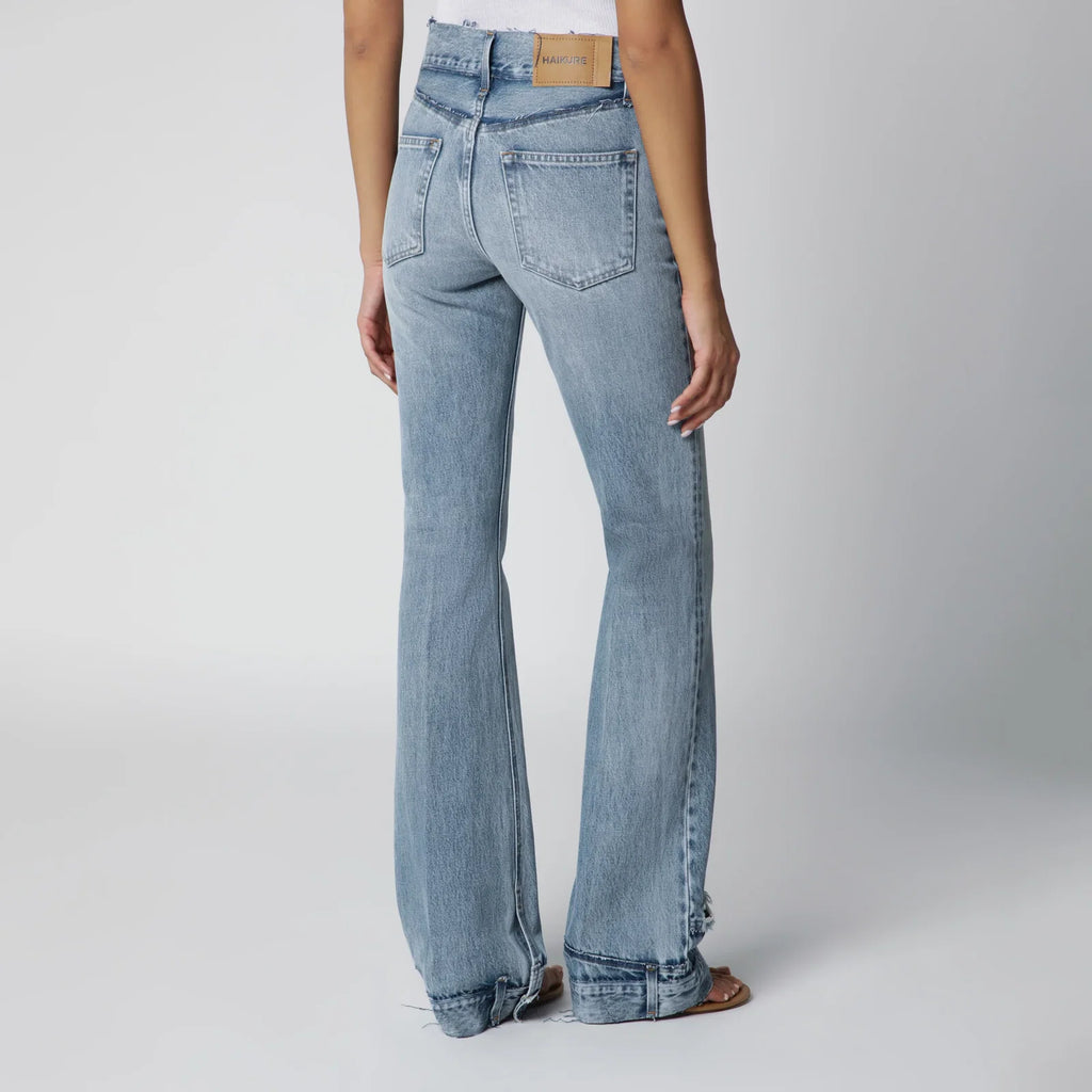 HAIKURE Flora high-waisted flared jeans in light blue denim
