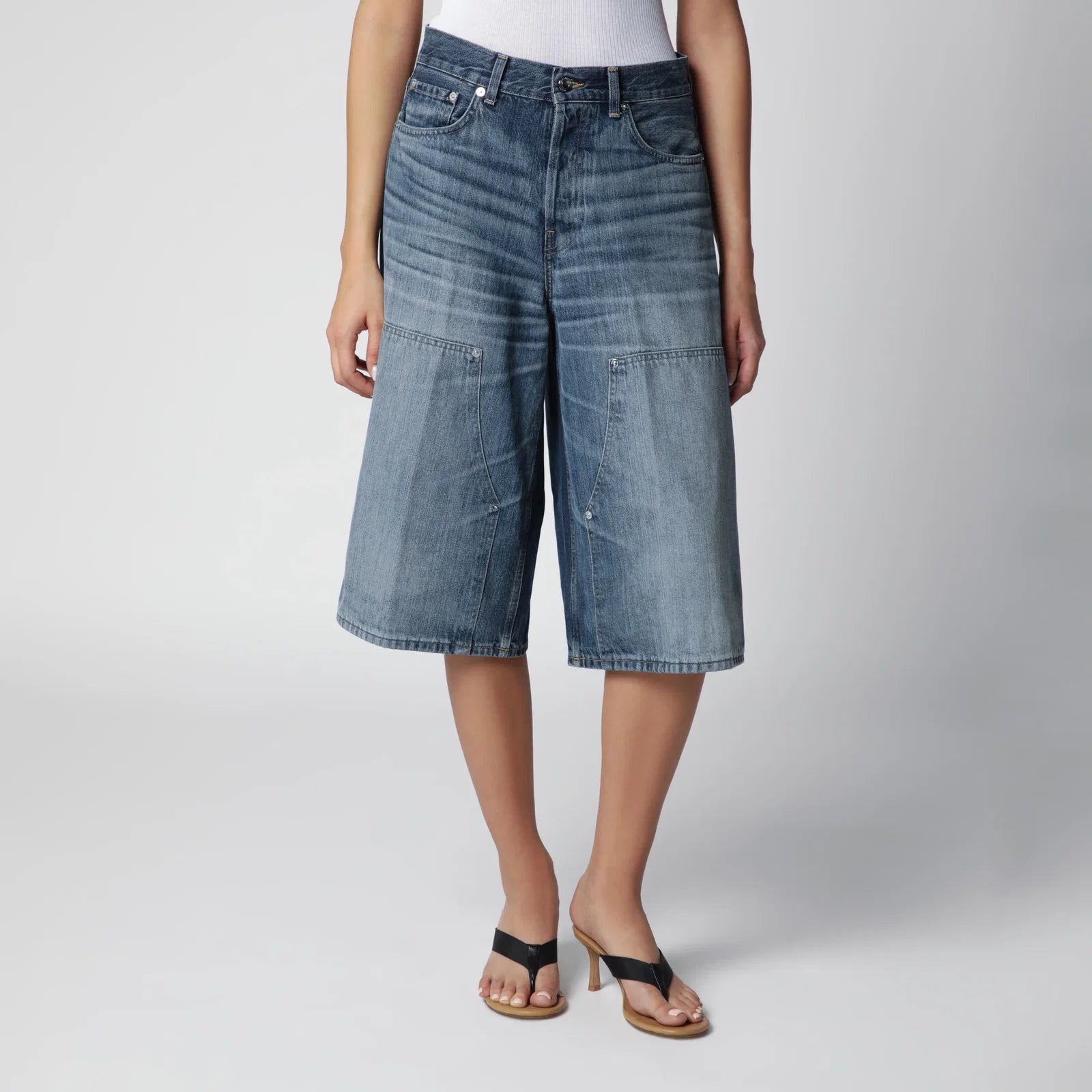 Haikure wide Bermuda shorts in Blue Ryder denim