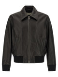 Ami Paris Ami De Coeur Leather Bomber Jacket