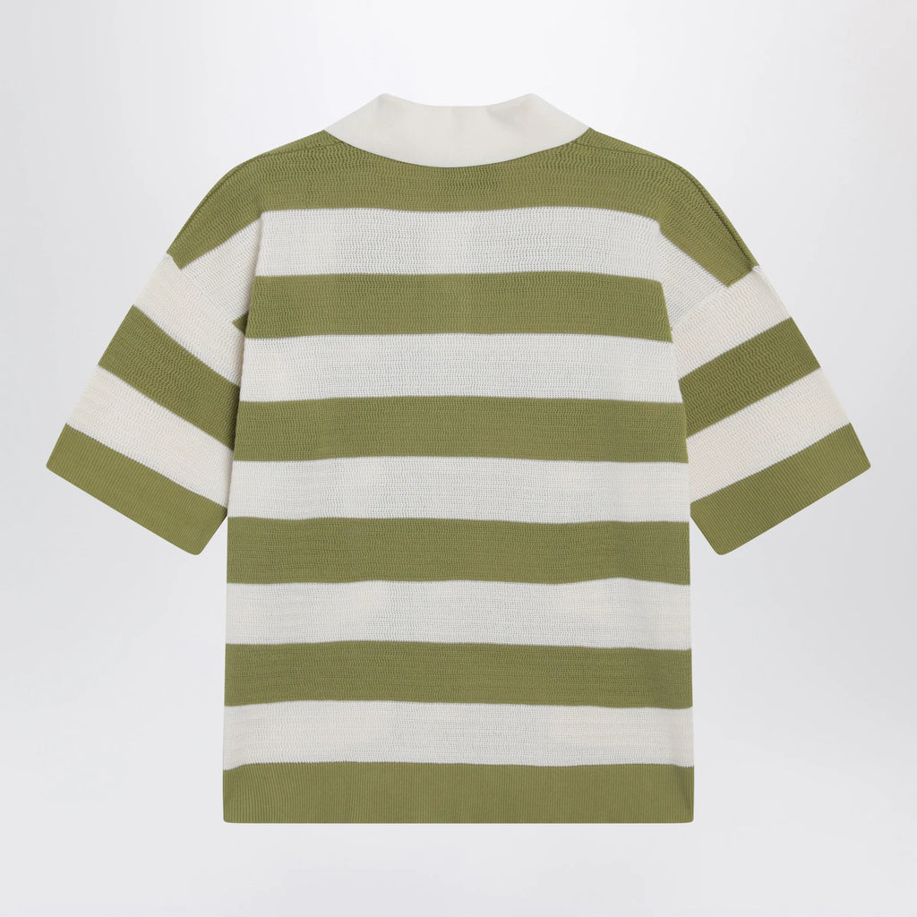 Ami Paris Ami de Coeur striped cotton knit polo shirt