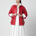 HALFBOY Red leather parka