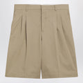 Ami Paris Beige pleated bermuda shorts in cotton