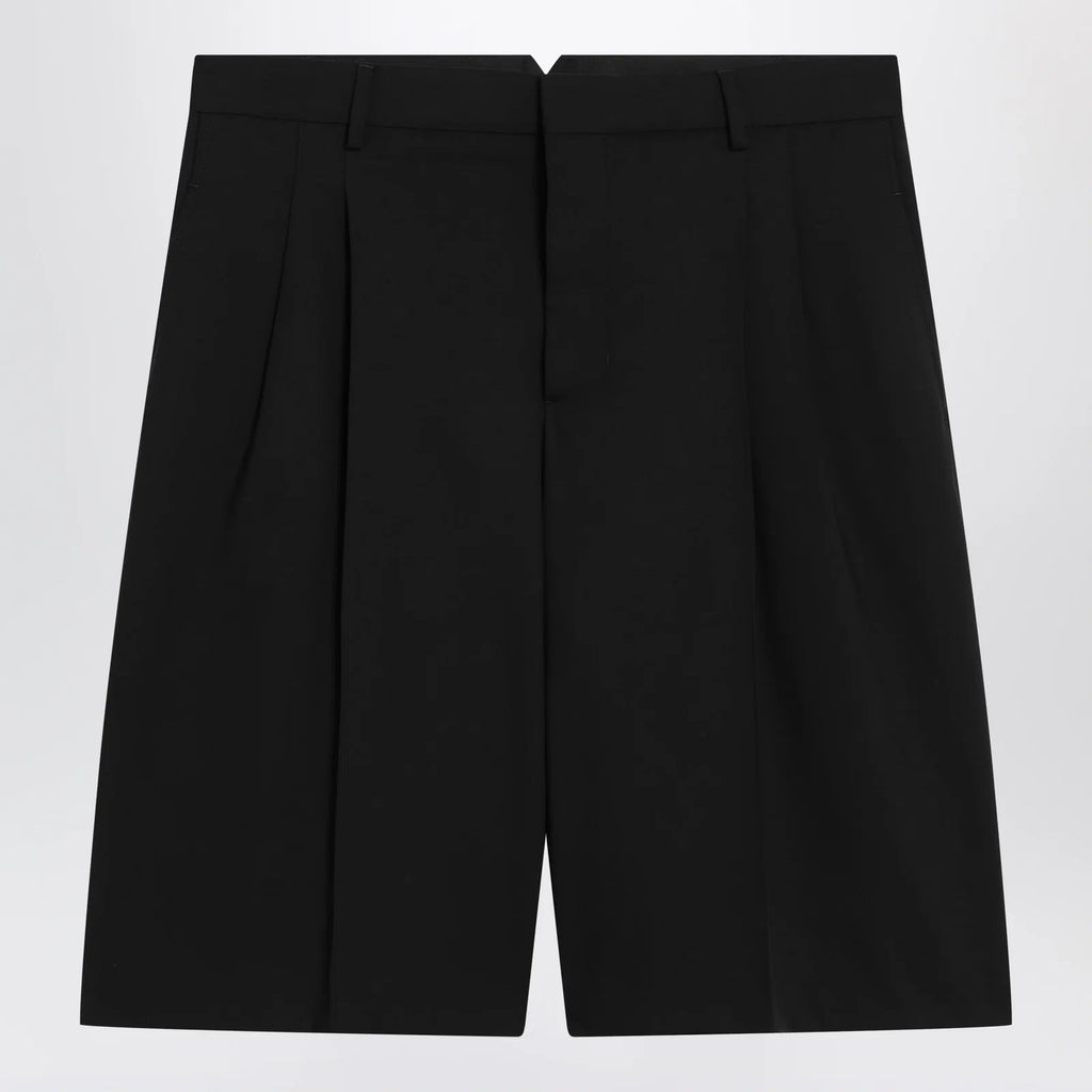 Ami Paris Black pleated bermuda shorts in cotton