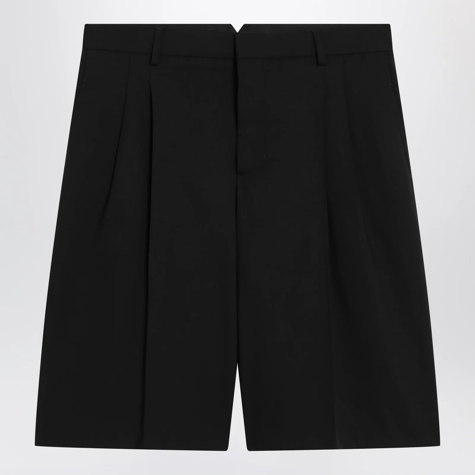 Ami Paris Black pleated bermuda shorts in cotton