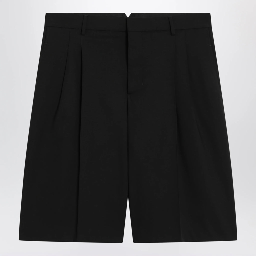 Ami Paris Black pleated bermuda shorts in cotton