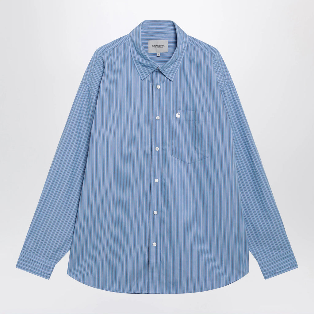 Carhartt WIP Keene long-sleeve shirt in cotton poplin, Keen Stripe/Curacao