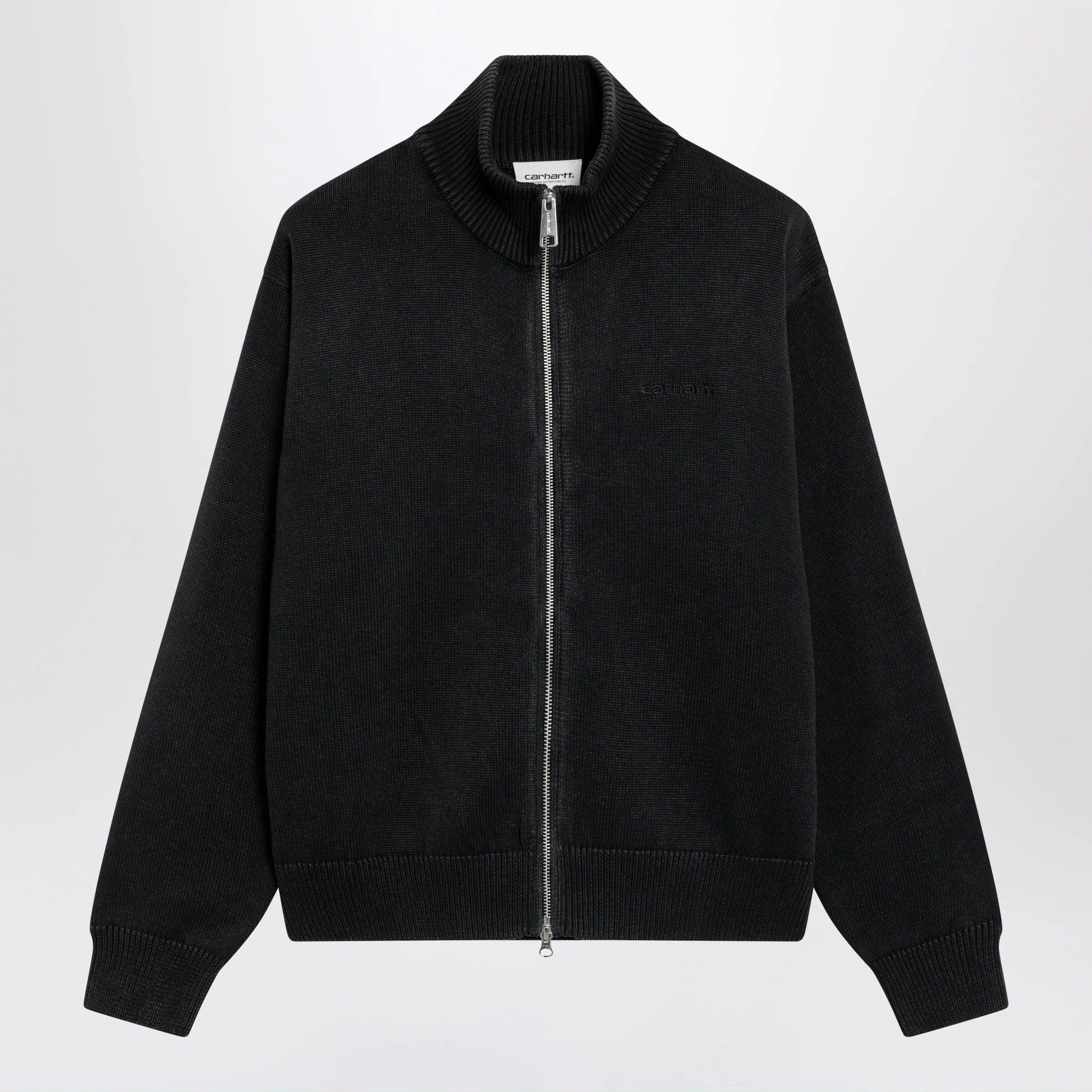 Carhartt WIP Black cotton knit zip cardigan sweatshirt