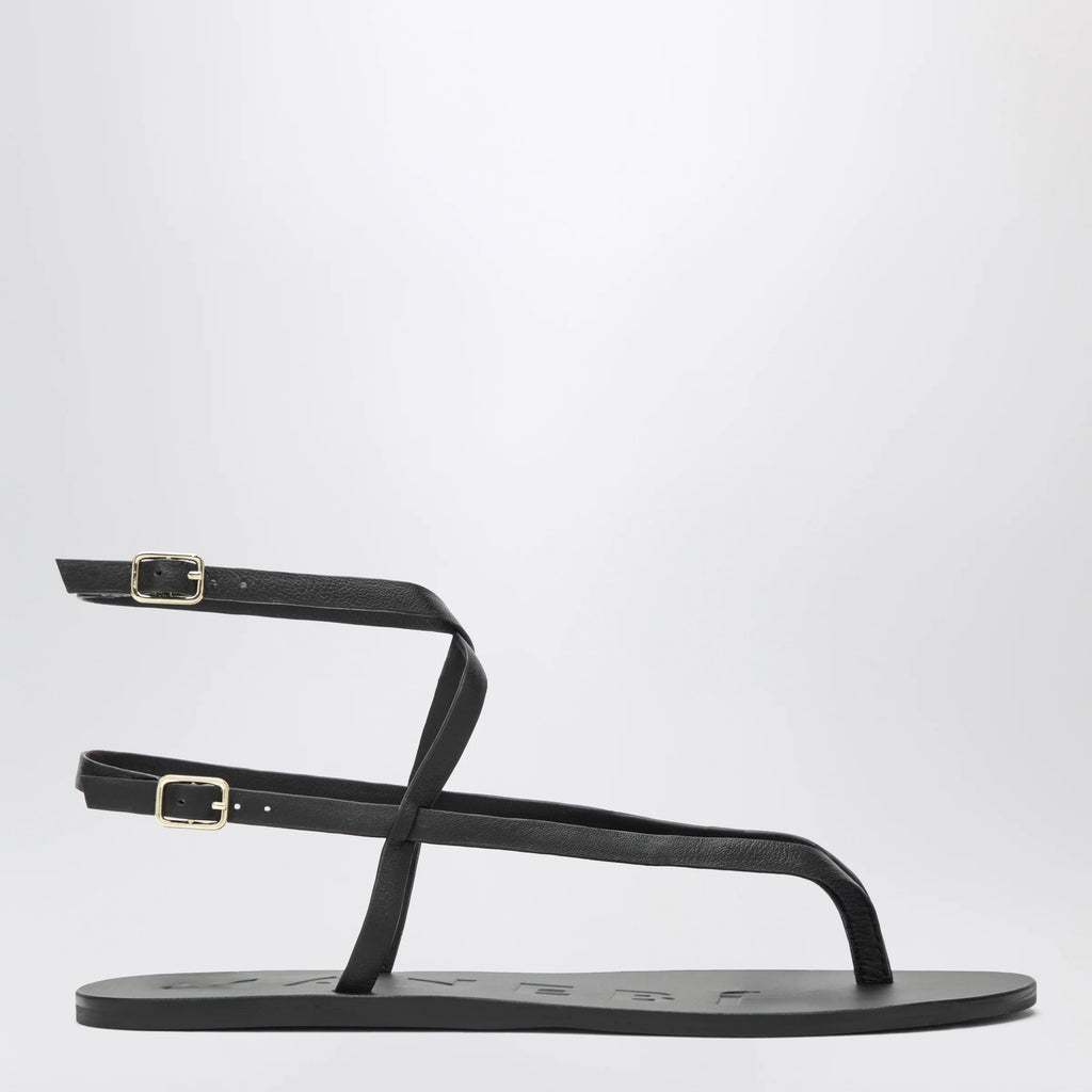 Manebí Black smooth leather crossover sandals