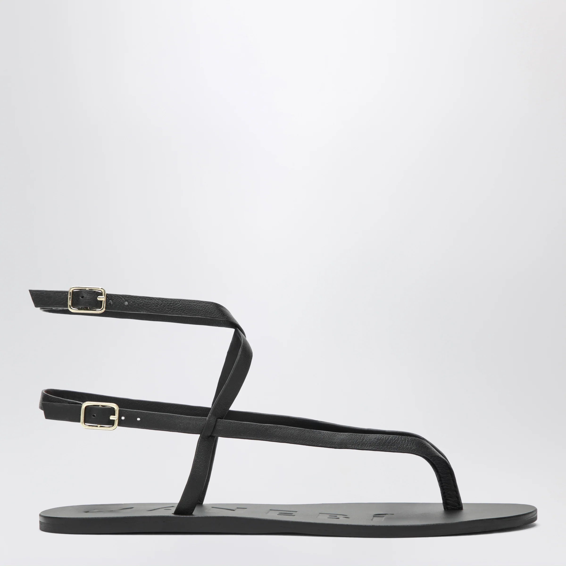 Manebí Black smooth leather crossover sandals