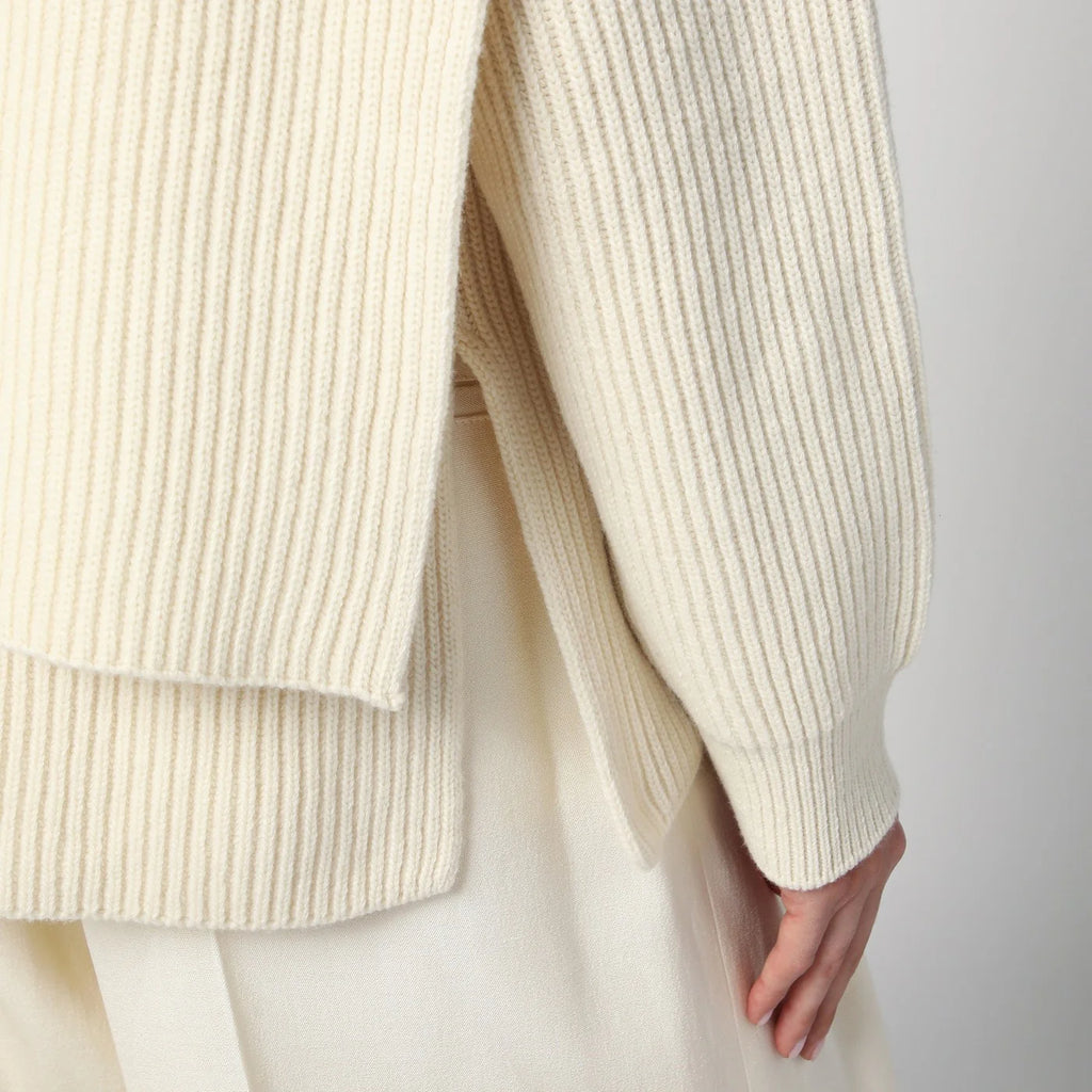 Jil Sander Ivory sweater in wool with scarf