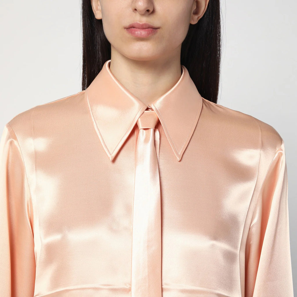 Jil Sander Shirt with pink tie in shiny viscose blend