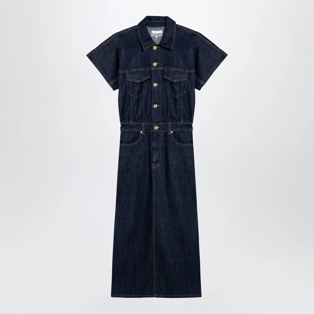 GANNI Blue midi dress in organic denim