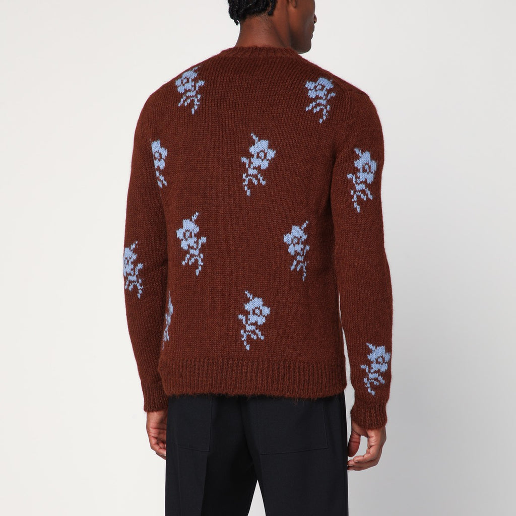Jil Sander Brick-coloured alpaca sweater with embroidery