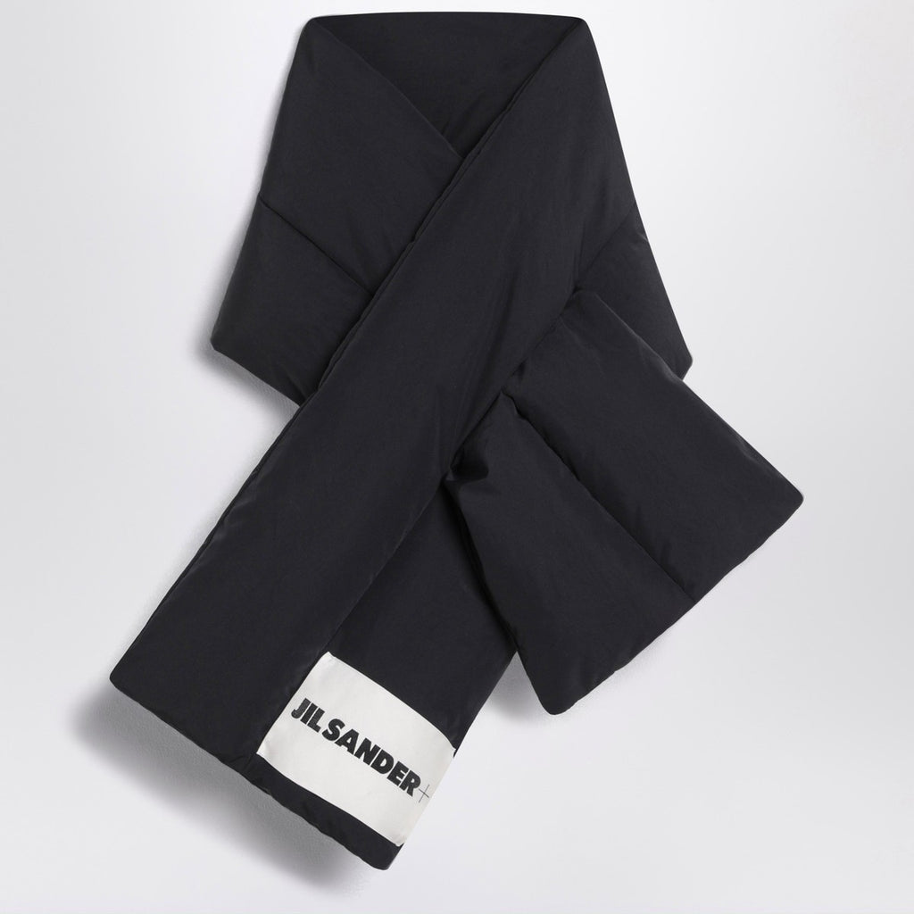 Jil Sander Black padded scarf with logo