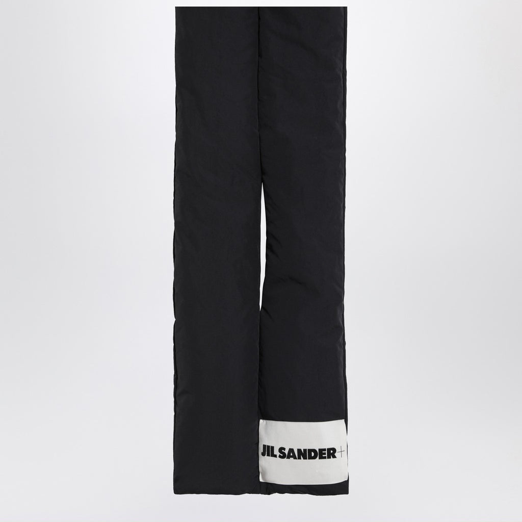Jil Sander Black padded scarf with logo