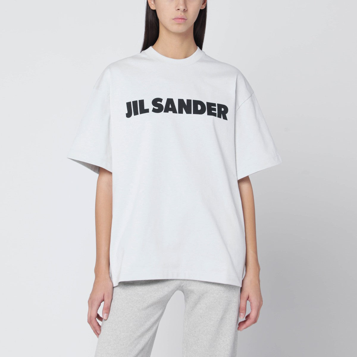 Jil Sander Light grey oversized T-shirt with logo print