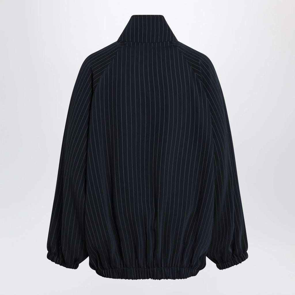 The Frankie Shop Baxter track jacket in pinstriped polyester, navy/white
