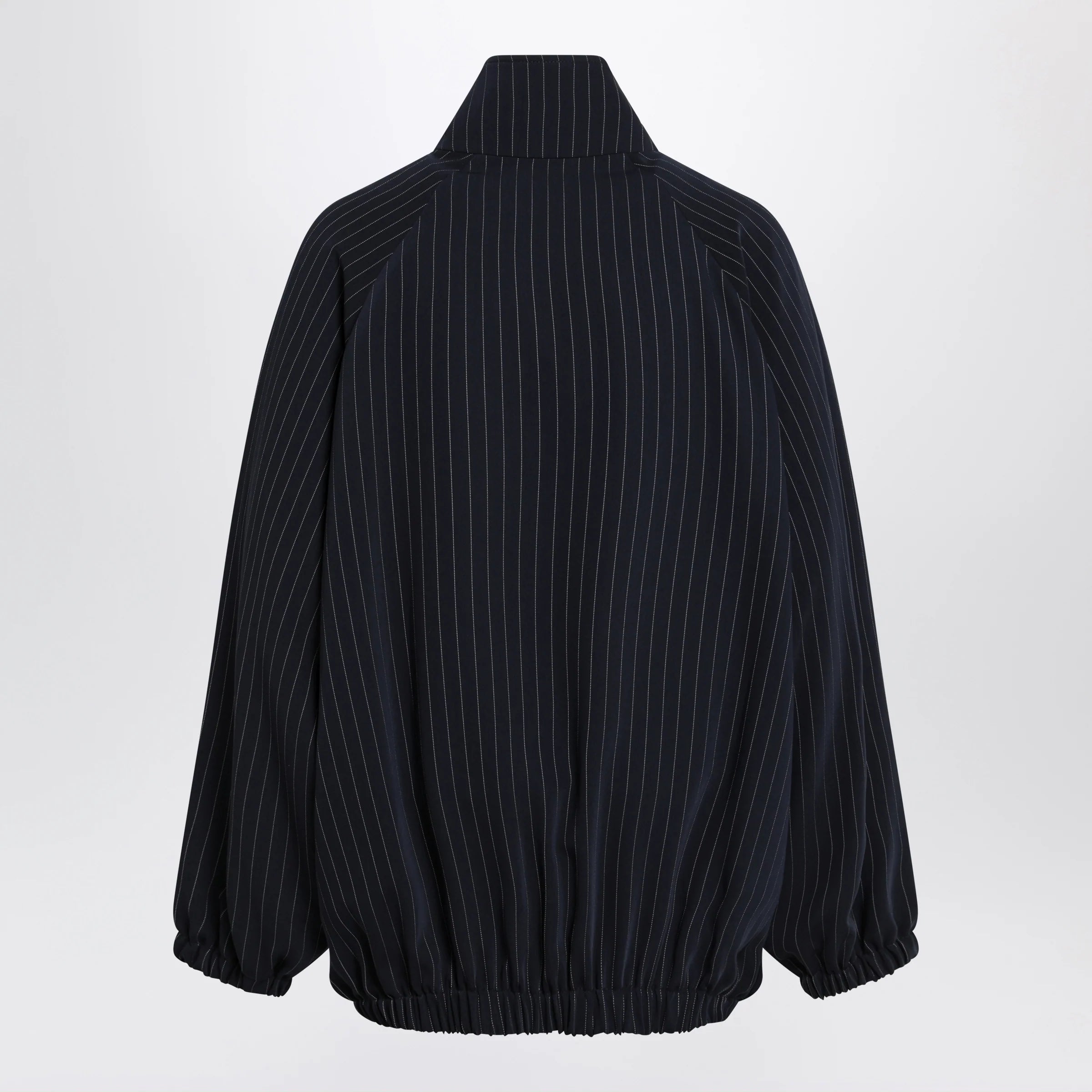 The Frankie Shop Baxter track jacket in pinstriped polyester, navy/white