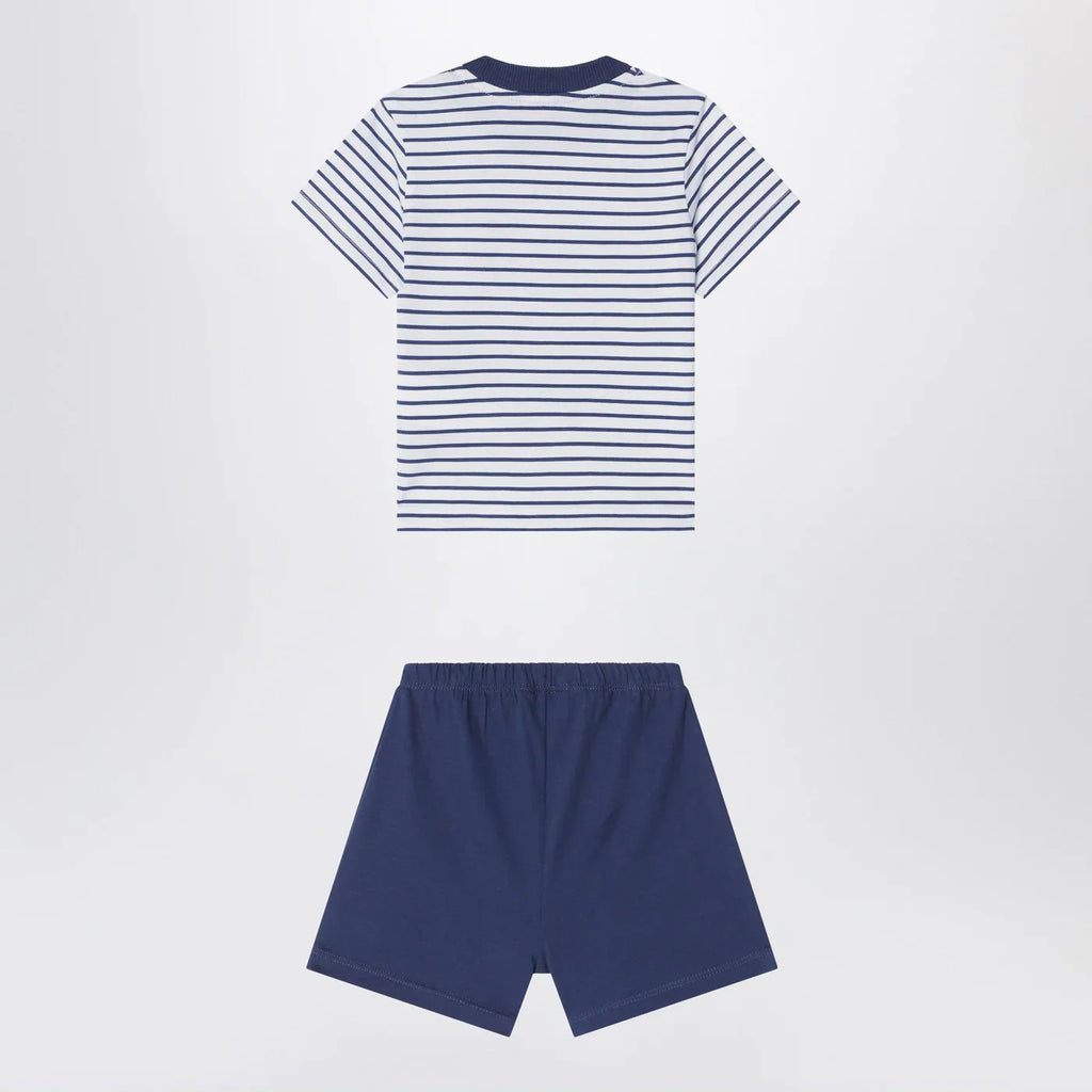 K-Way Two-piece blue striped cotton outfit