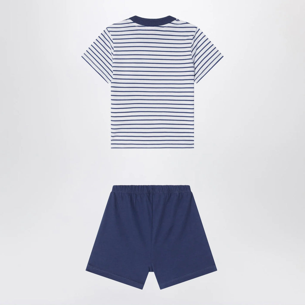 K-Way Two-piece blue striped cotton outfit