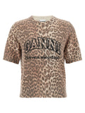 Ganni Leopard Wool Mix T-shirt