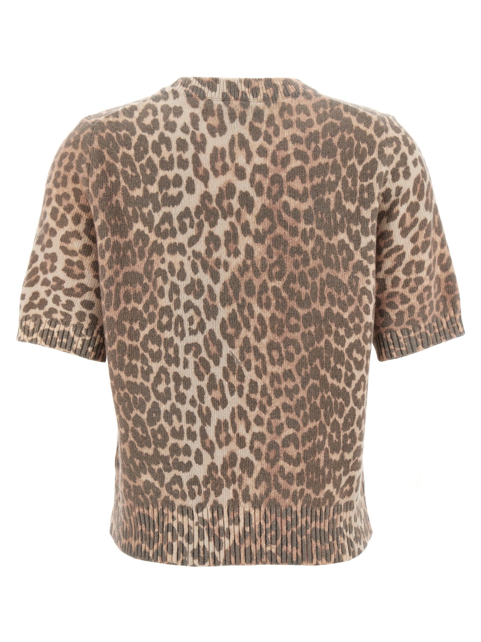 Ganni Leopard Wool Mix T-shirt
