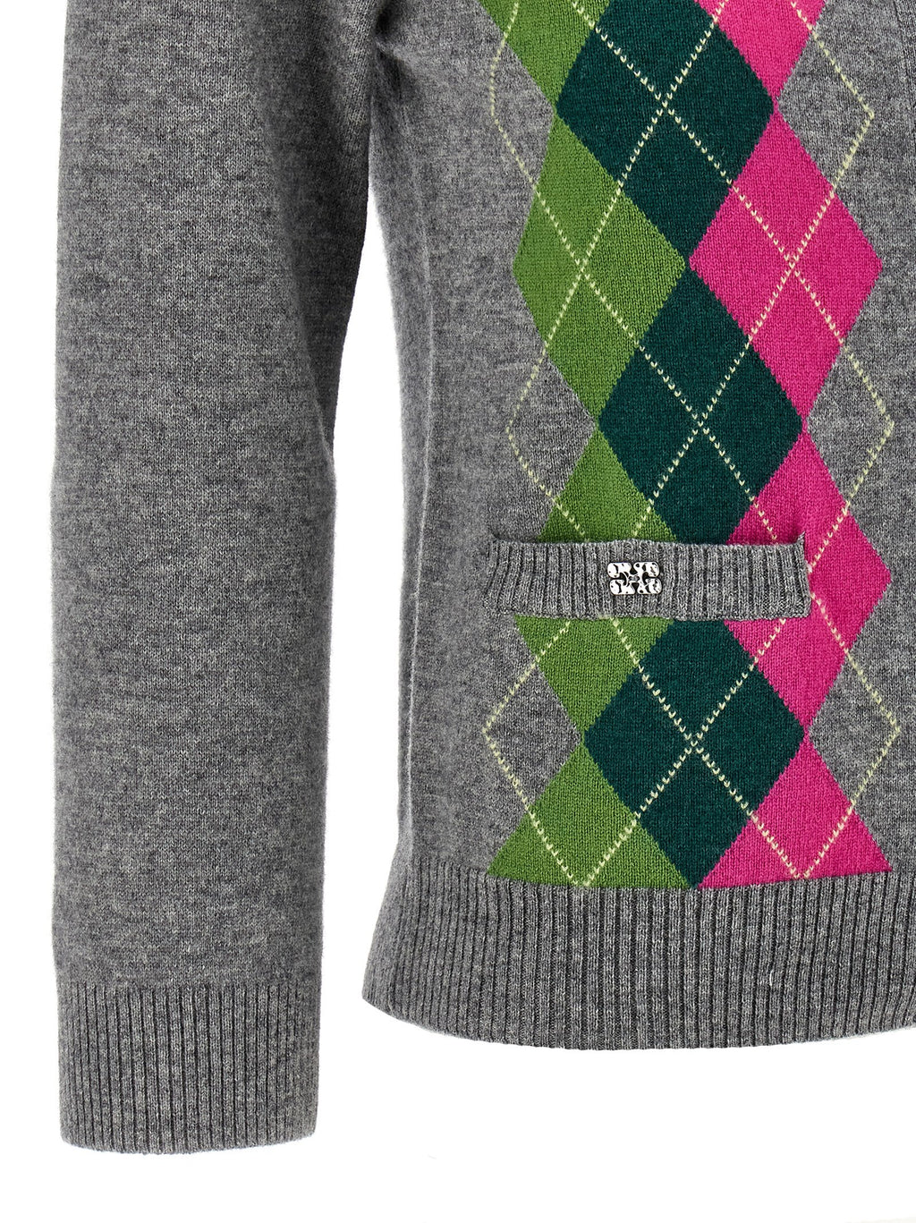 Ganni Grey Check Cardigan