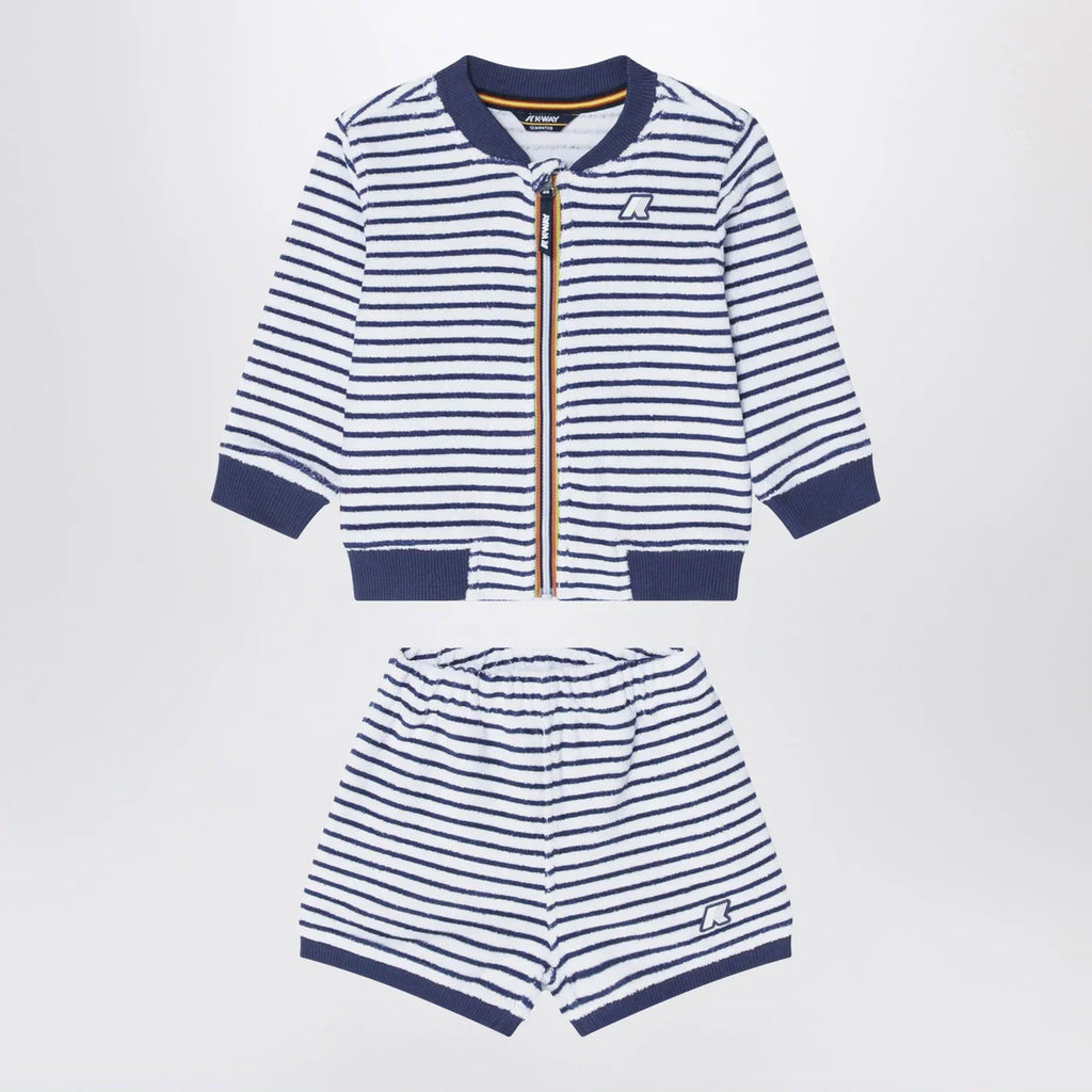 K-Way Sponge outfit white/cobalt blue striped