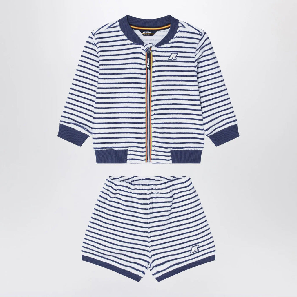K-Way Sponge outfit white/cobalt blue striped