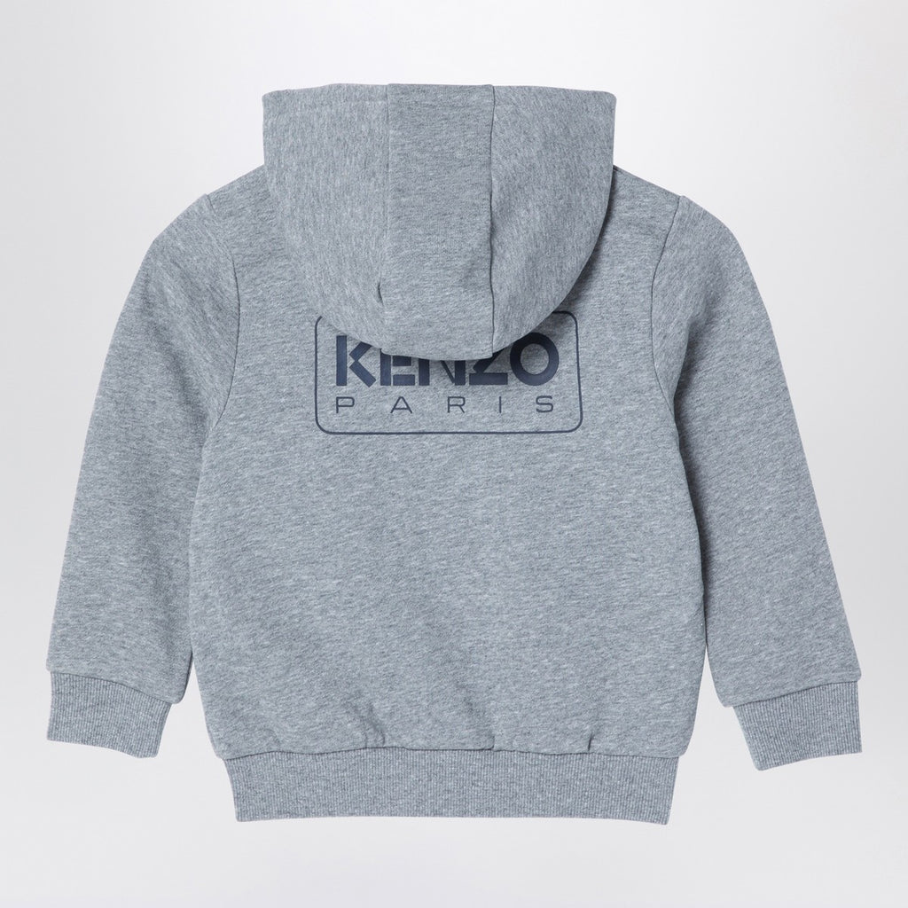 KENZO Grey cotton blend zip sweatshirt with logo
