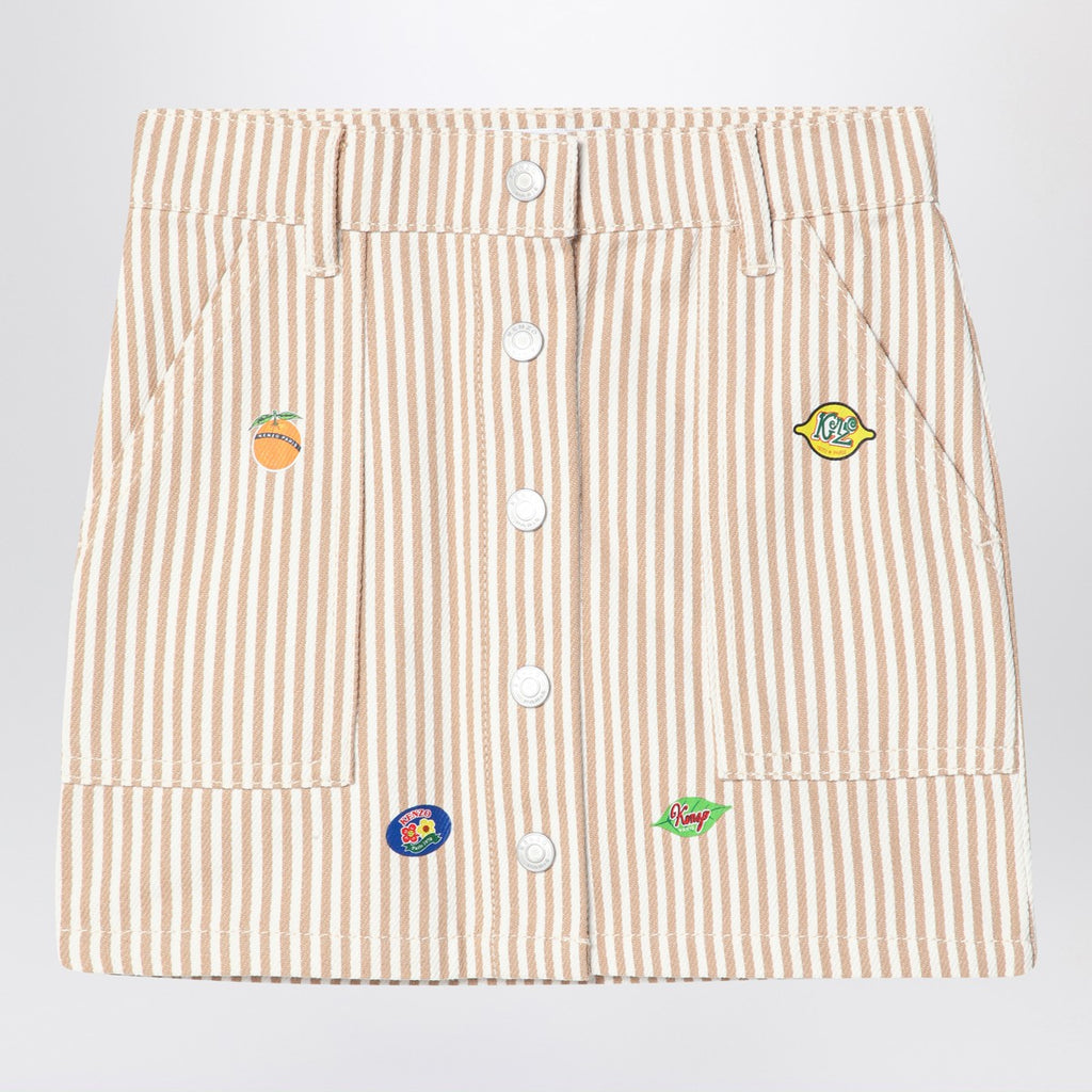 KENZO White/sand striped mini skirt
