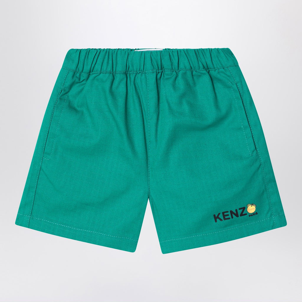 KENZO Green cotton shorts with logo