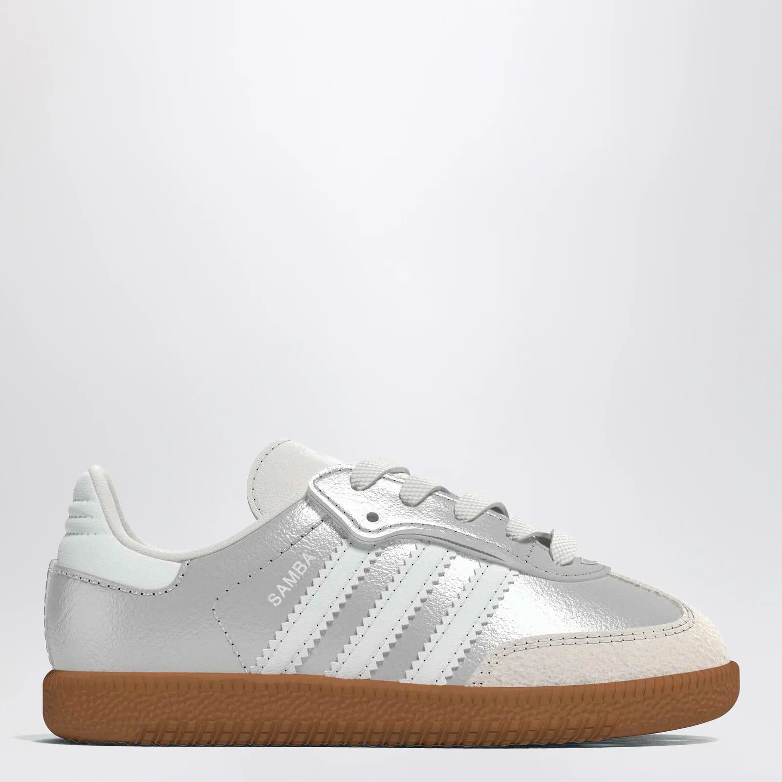 adidas Originals Samba Silver Metallic Sneakers with Elastic Laces