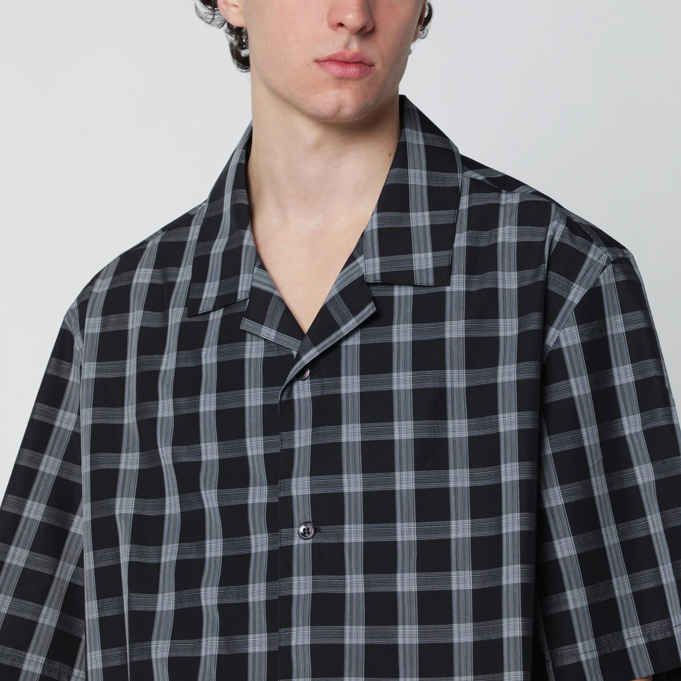 STUDIO NICHOLSON Kline shirt black check pattern