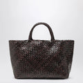 Manebí Bali tote bag in woven leather, dark brown