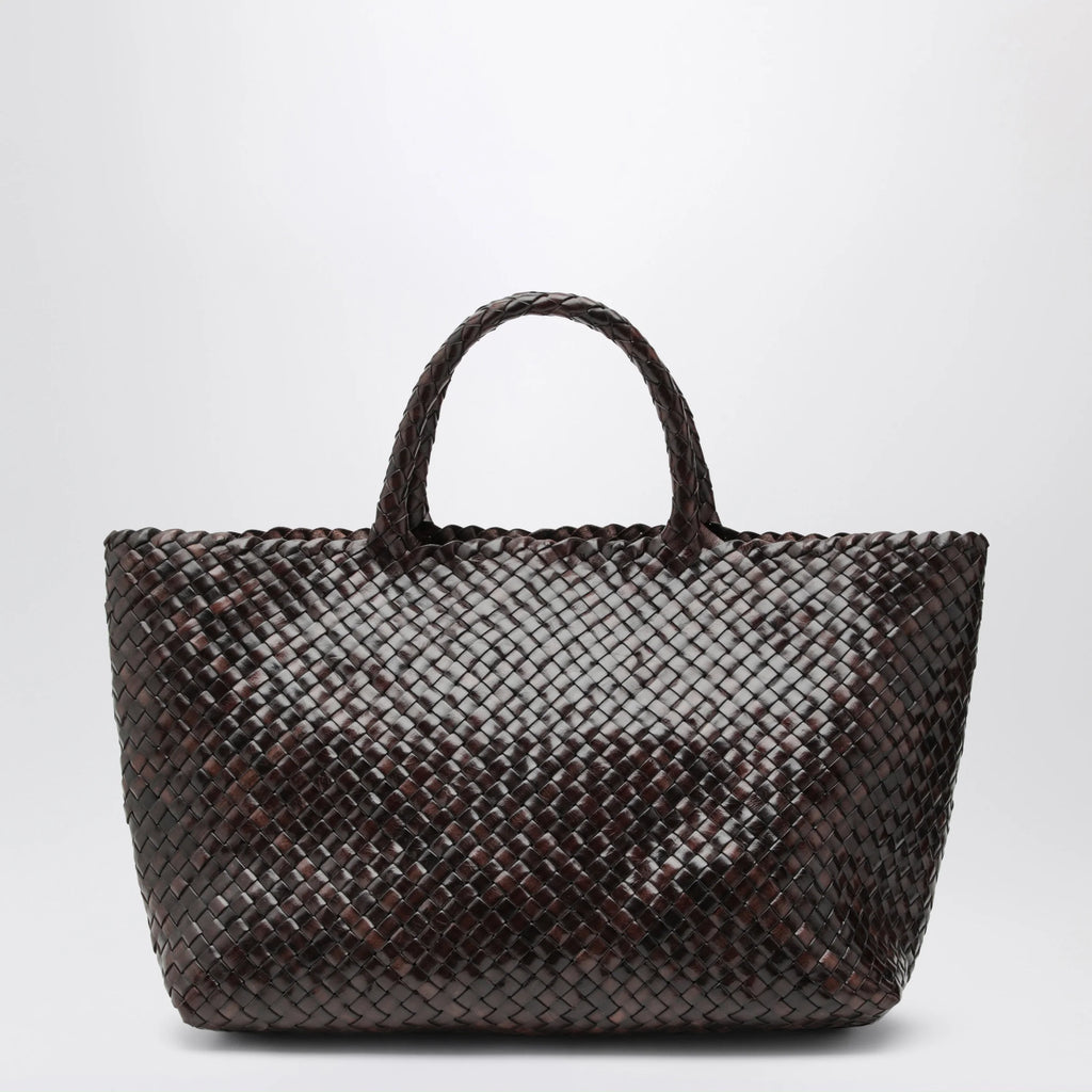 Manebí Bali tote bag in woven leather, dark brown