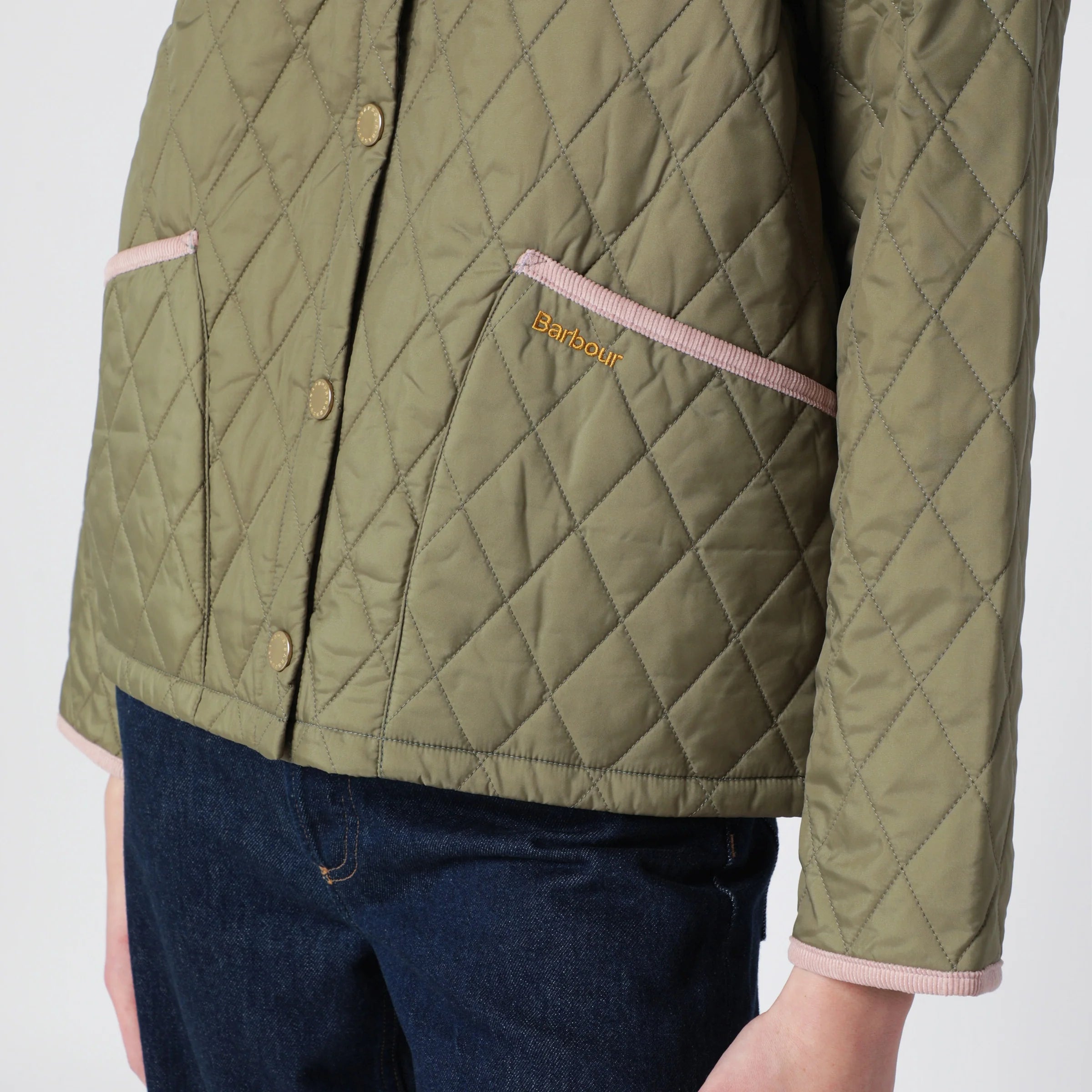 Barbour Liddesdale Cropped Icons quilted jacket in olive green