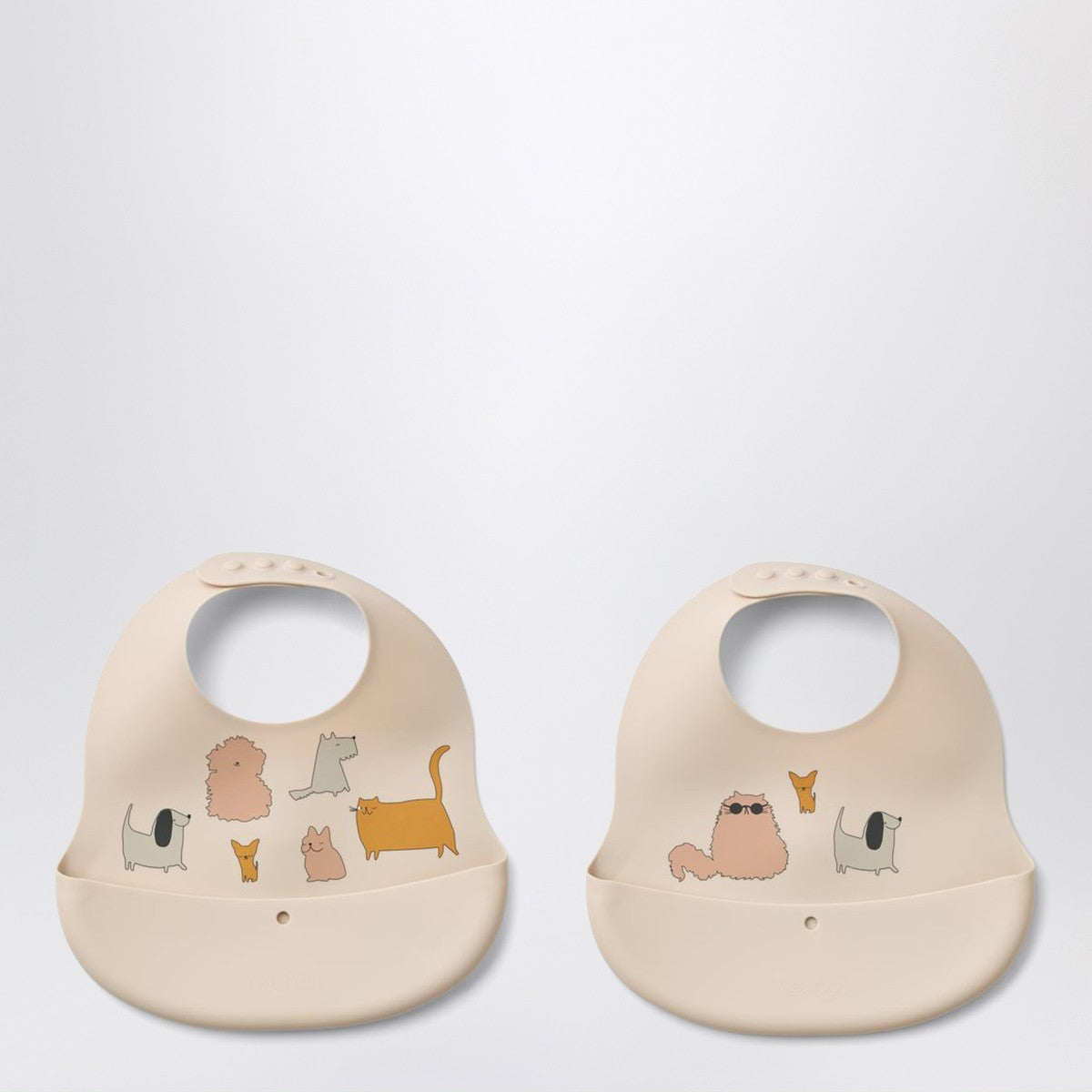 Liewood Set of two Ember bibs in pink/sand Cats and Dogs