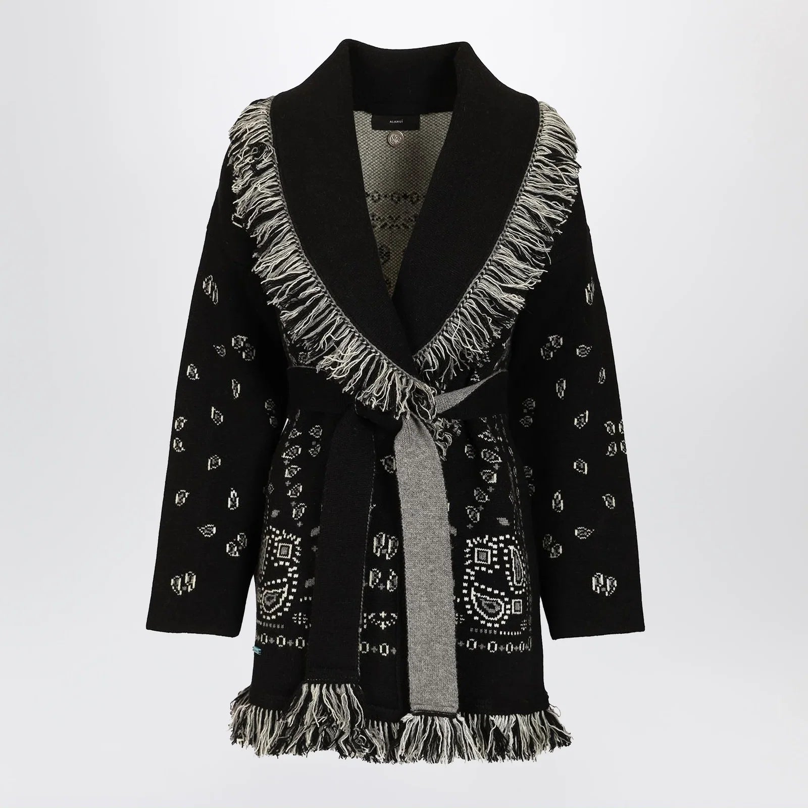 Alanui Black Bandana jacquard cardigan