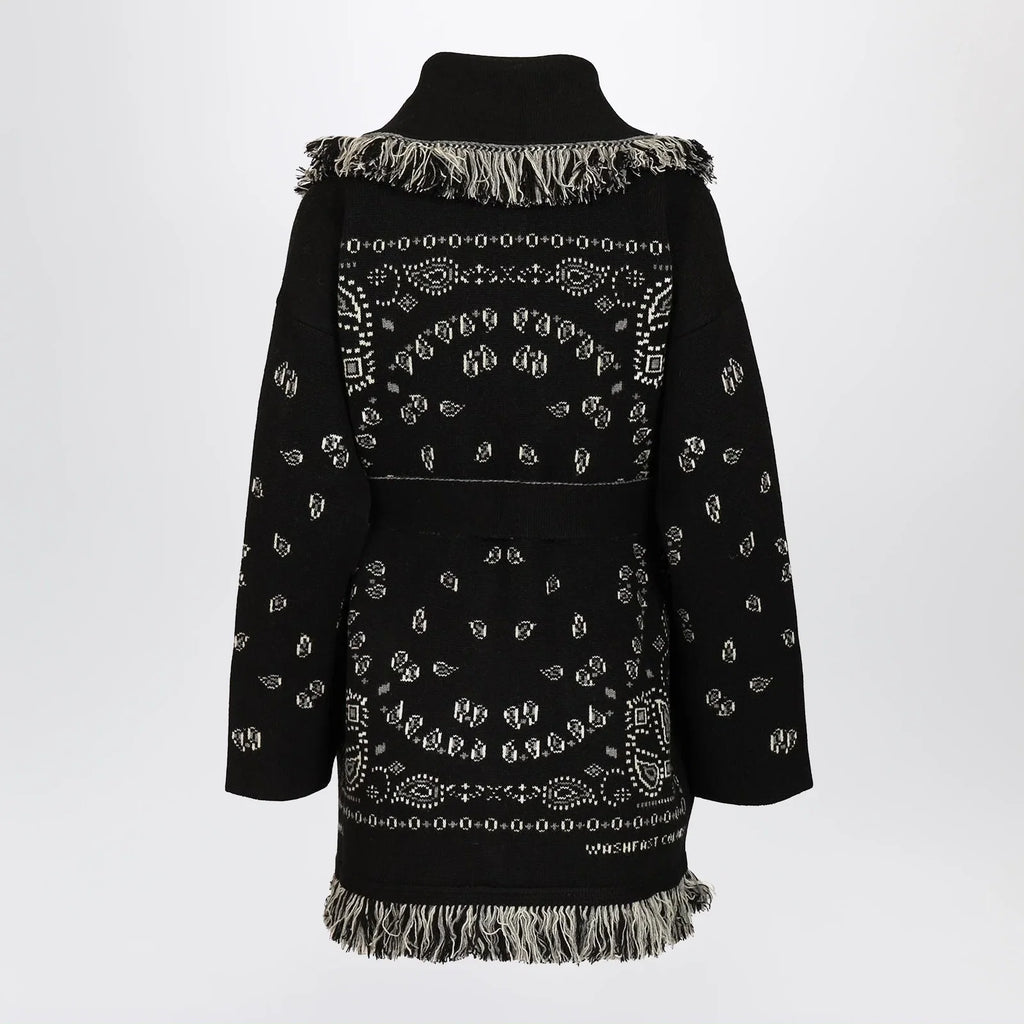 Alanui Black Bandana jacquard cardigan