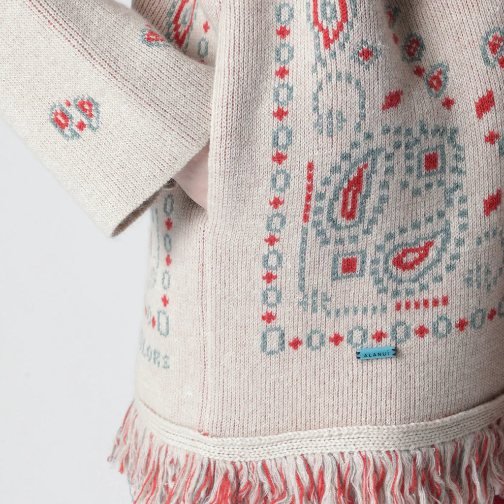 Alanui Beige/coral bandana jacquard cardigan
