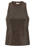 Brunello Cucinelli Dazzling Check Embroidery Top
