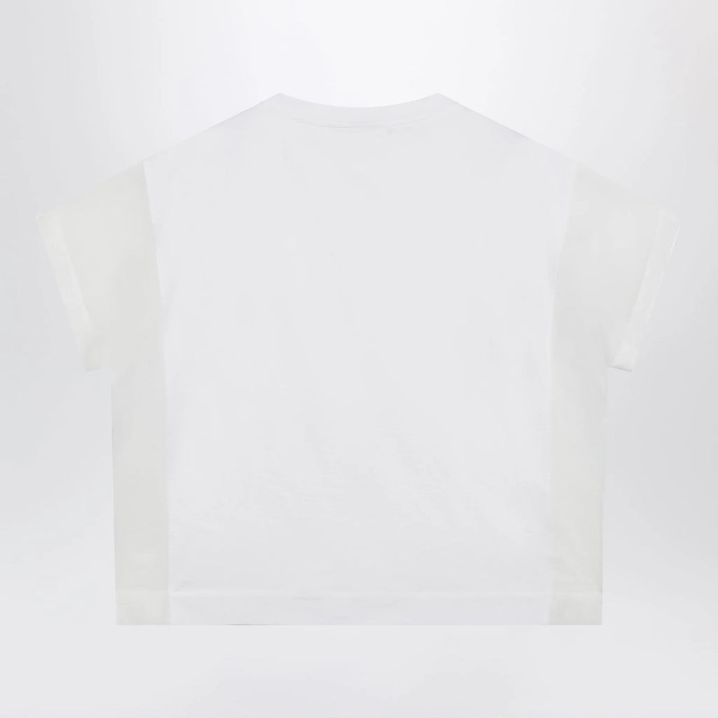 Brunello Cucinelli T-shirt in cotton jersey and organza in white