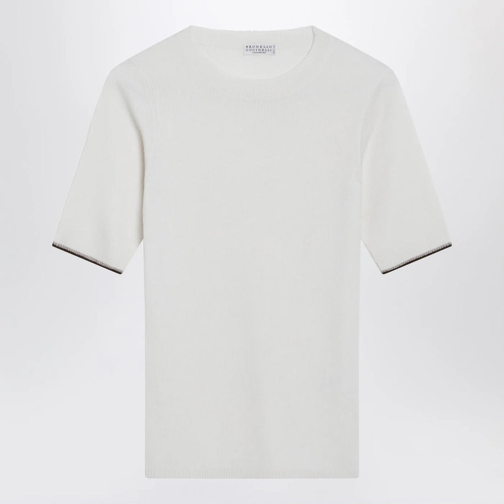 Brunello Cucinelli White cashmere and silk knit top
