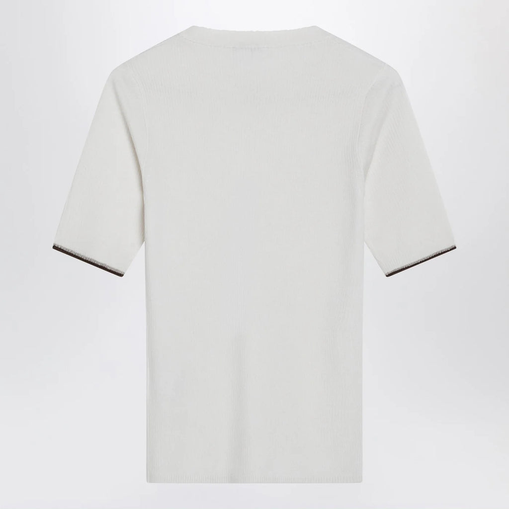 Brunello Cucinelli White cashmere and silk knit top