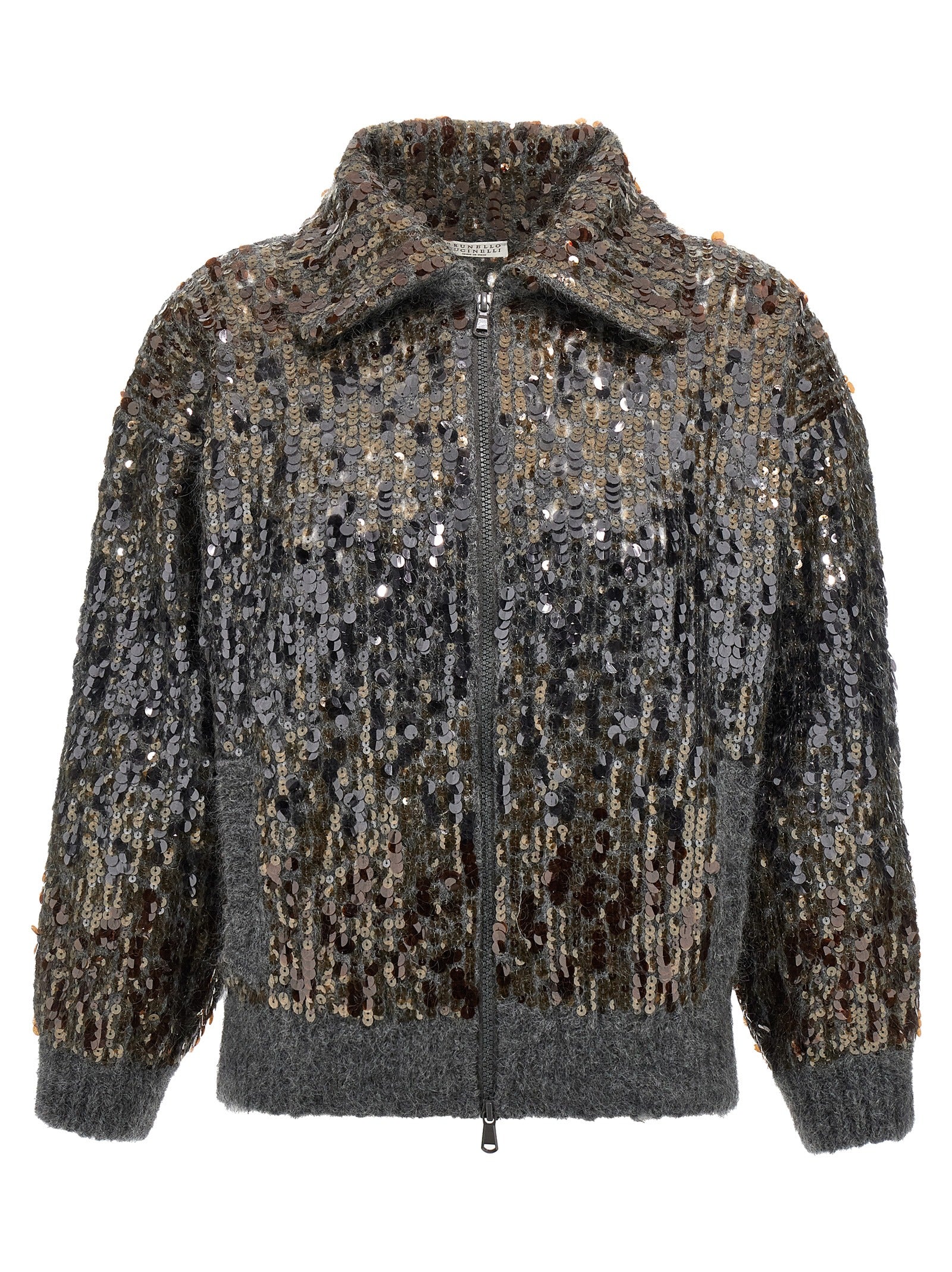Brunello Cucinelli Dazzling Dégradé Embroidery Cardigan