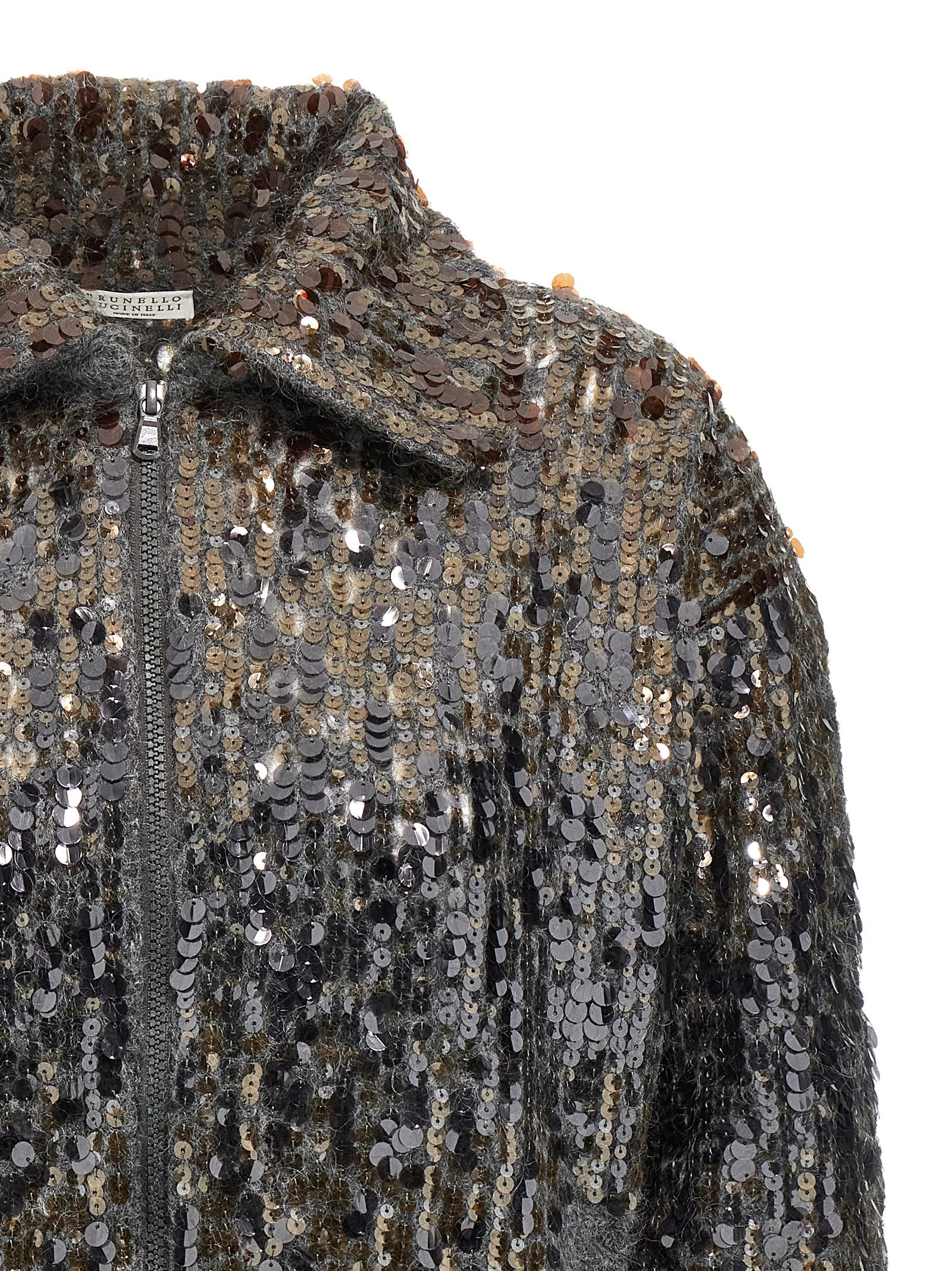 Brunello Cucinelli Dazzling Dégradé Embroidery Cardigan