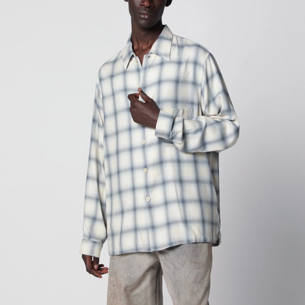 Our Legacy White shirt with check pattern in viscose
