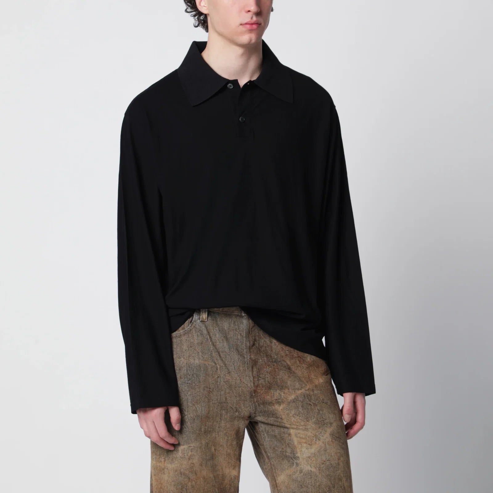 Our Legacy High Twist rugby shirt in black cotton jersey