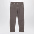 Brunello Cucinelli Beige vintage-effect jeans with turn-up hem